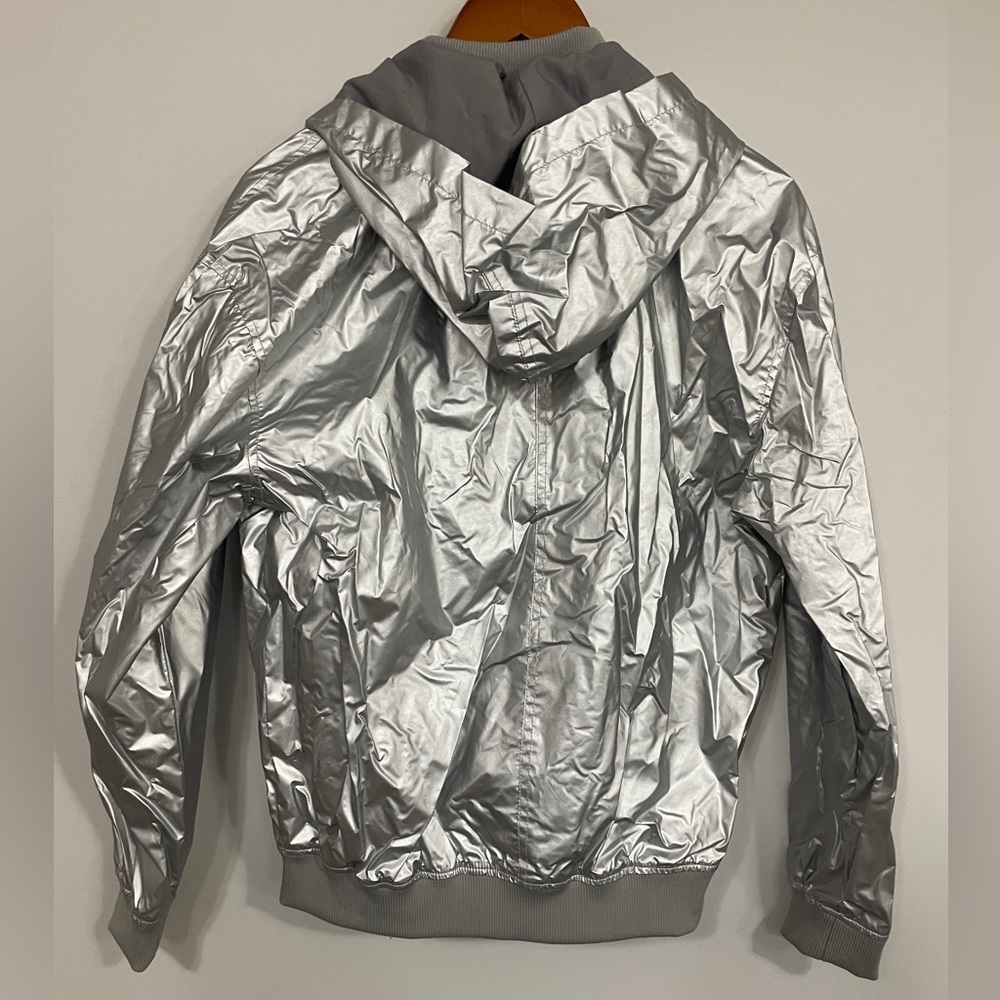 HUNTER X TARGET Silver Metallic Lined Windbreaker Bomber Jacket Unisex Small - Picture 12 of 14